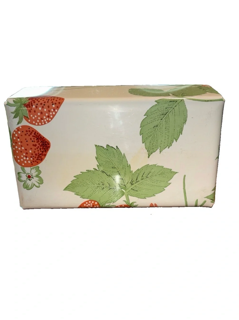 Strawberry Print Storage Caddy Handled Vintage 1970’s Top of the Table By Karen